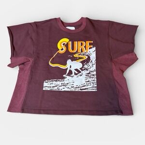 Current Elliott French Terry Graphic Sweatshirt Tee Burgundy Size 1 Oversized